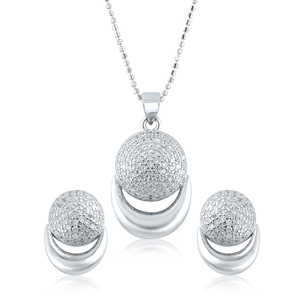 Silver Half Moon Set with Ball Chain