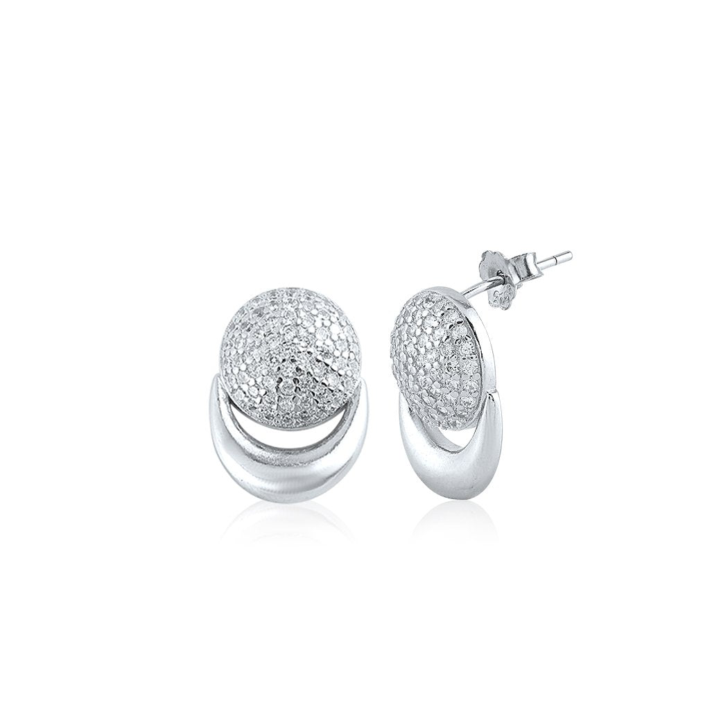 Silver Half Moon Set with Ball Chain