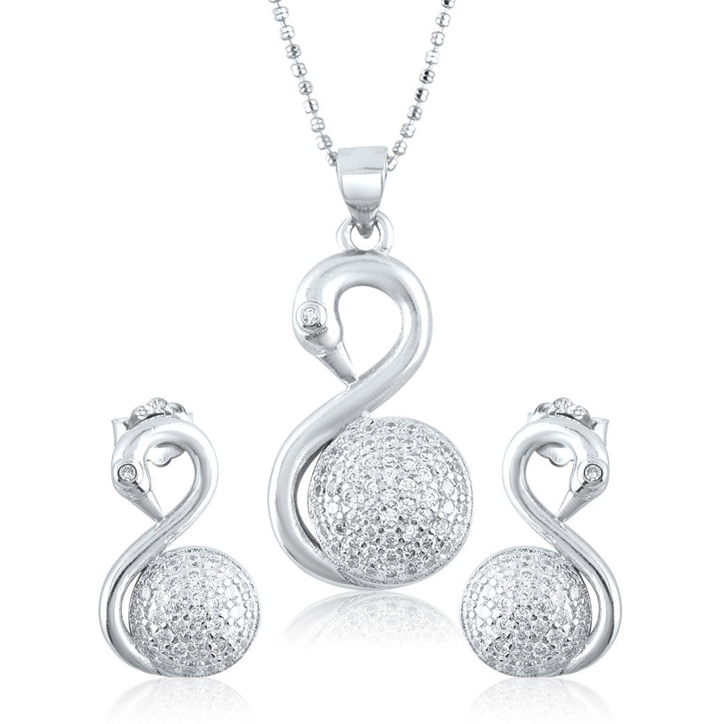 Silver Swan Set with Ball Chain