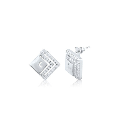 Silver Sqaure Diamond Maze Set with Ball Chain