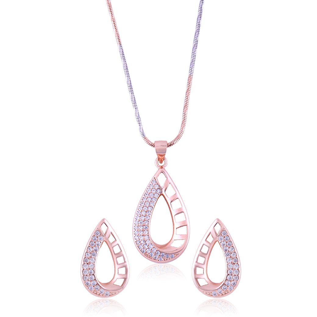 Rose Gold Droplet Set with Fusion Chain