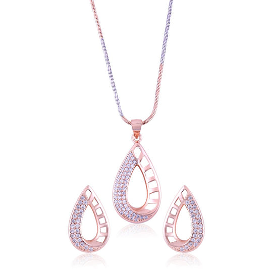 Rose Gold Droplet Set with Fusion Chain