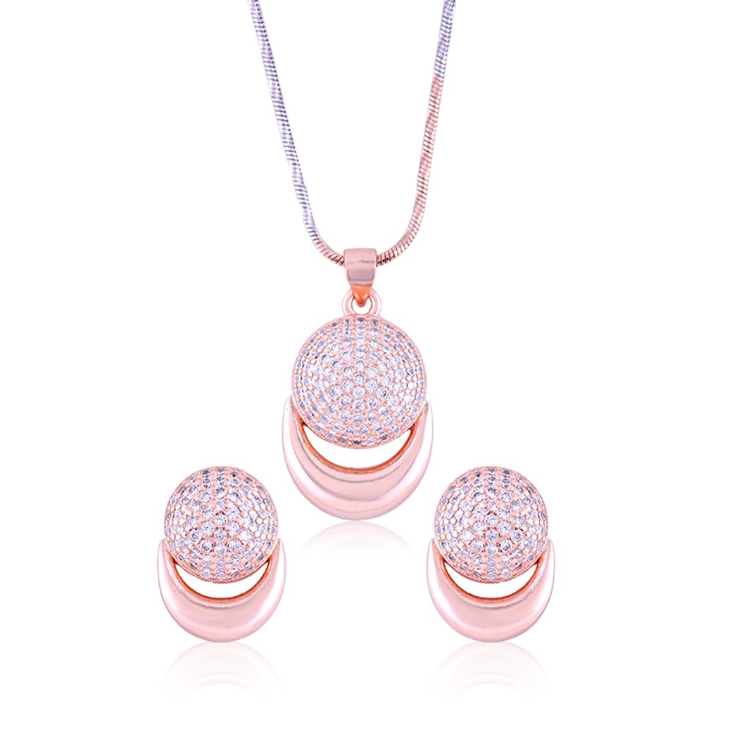 Rose Gold Half Moon Set with Fusion Chain
