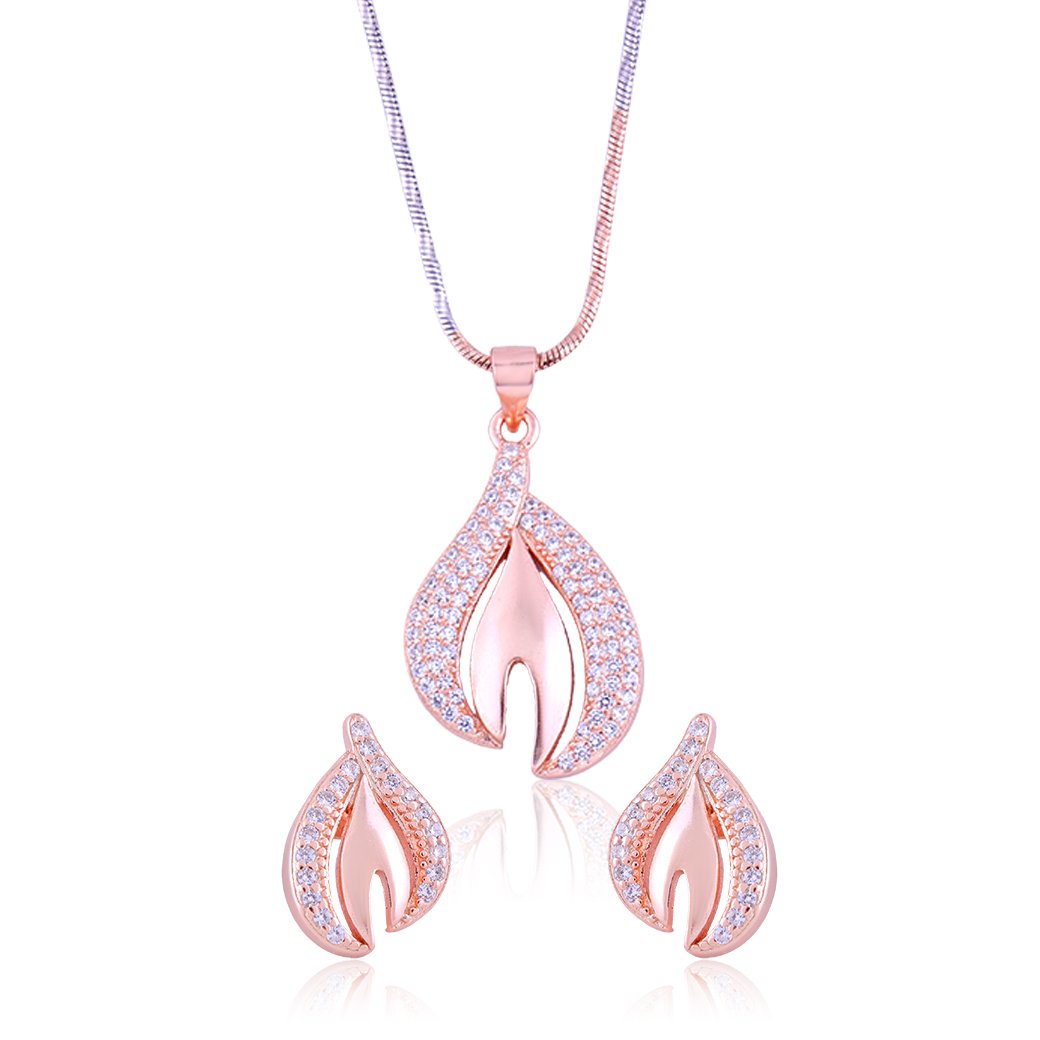 Rose Gold Luminous Leaf Set with Fusion Chain