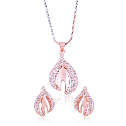 Rose Gold Luminous Leaf Set with Fusion Chain