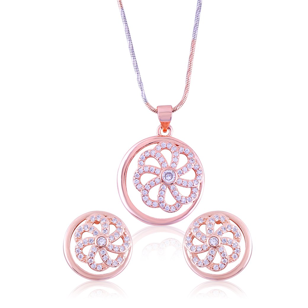 Rose Gold Floral Glory Set with Fusion Chain