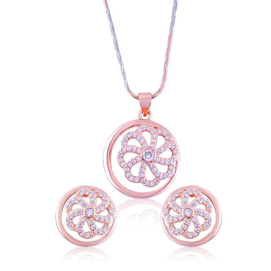 Rose Gold Floral Glory Set with Fusion Chain