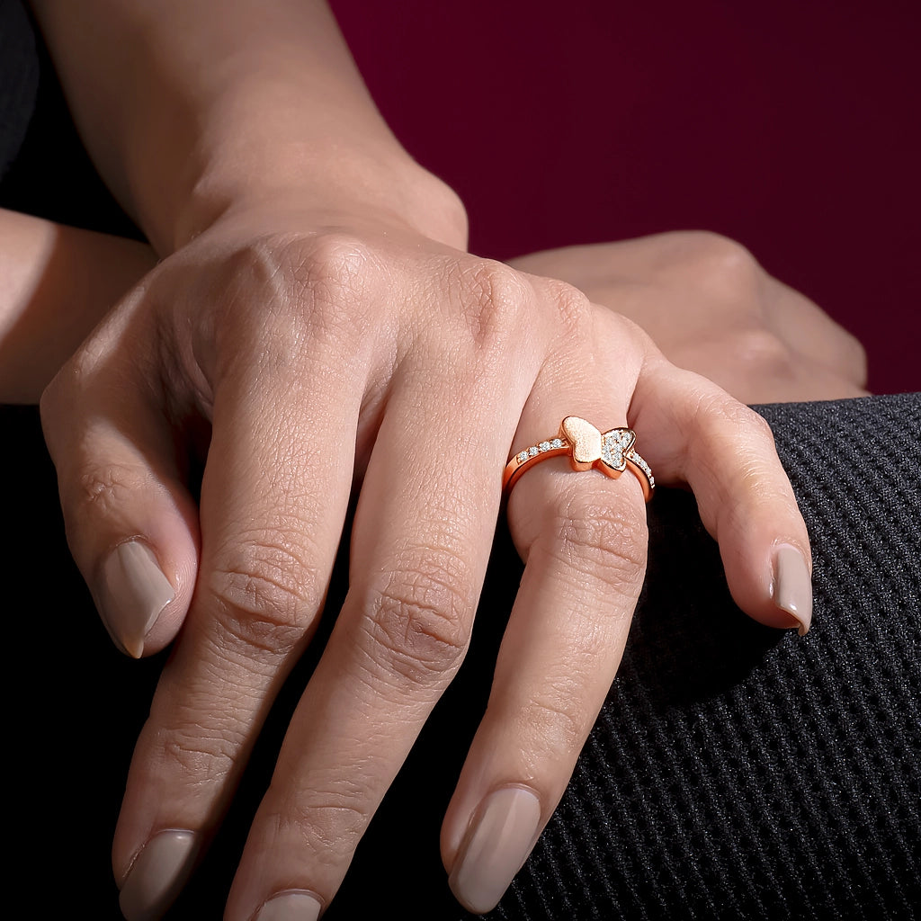 Rose Gold Butterfly Bliss Ring