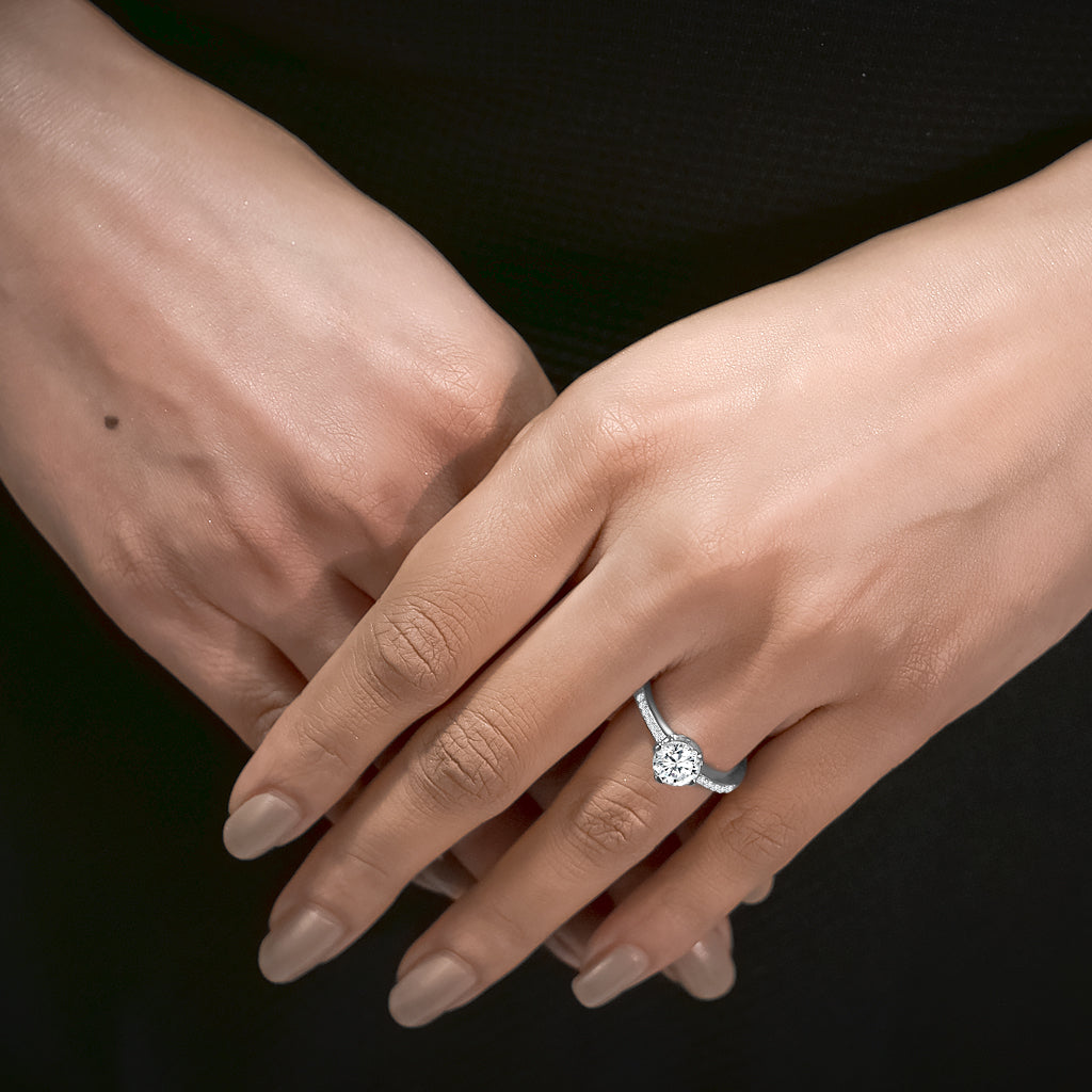 Silver Solitaire Symphony Ring