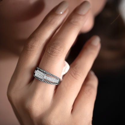 Silver Oxidised Korean Ring