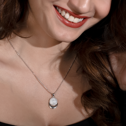 Silver Half Moon Set with Ball Chain