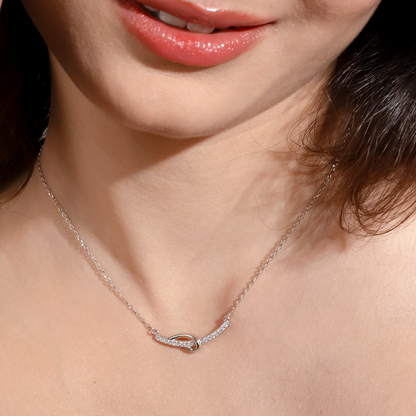 Silver Glittering Arc Pendant with Link chain