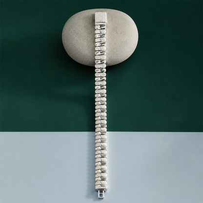 Silver Prestige Pave Link Bracelet