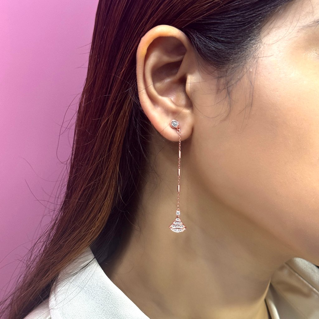 Rose Gold Delta Drop Earrings