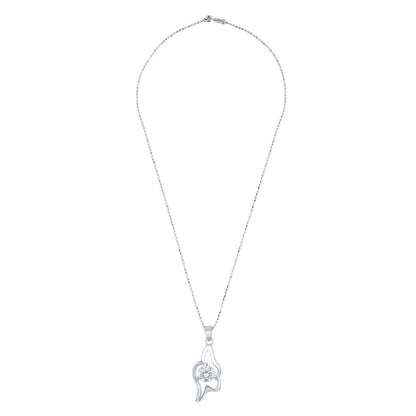 Silver Diamond Wave Pendant with Ball chain