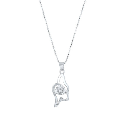 Silver Diamond Wave Pendant with Ball chain