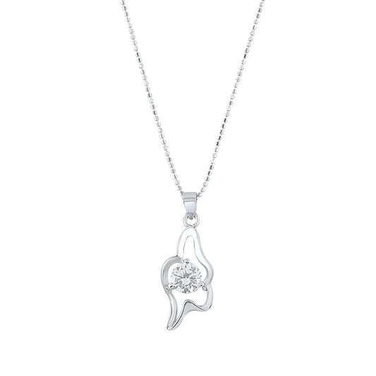 Silver Diamond Wave Pendant with Ball chain