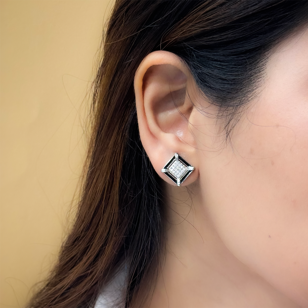 Silver Eclipse Squares Earrings