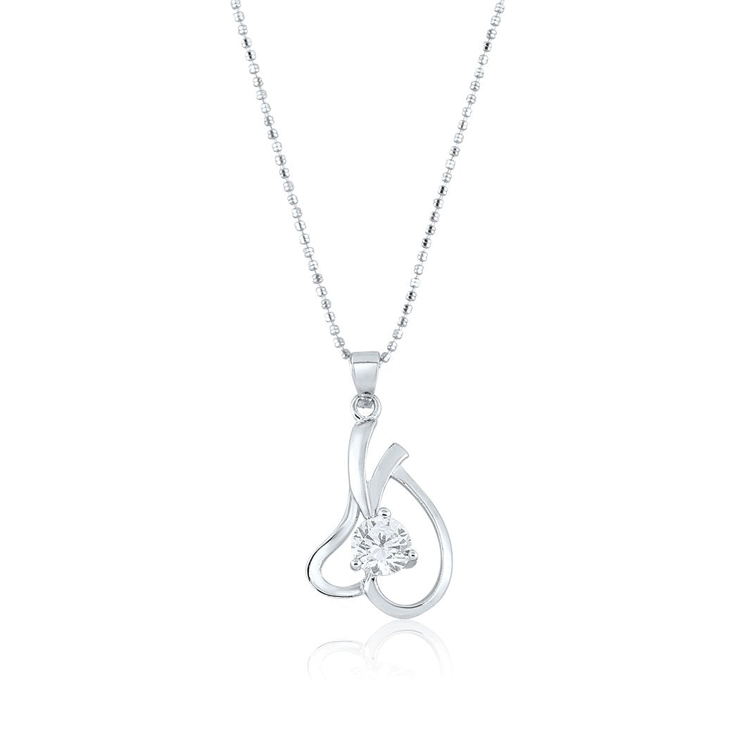 Silver Inverted Heart Pendant with Ball chain