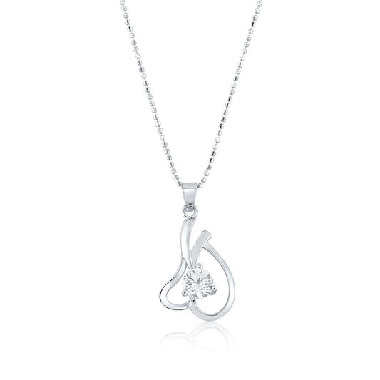 Silver Inverted Heart Pendant with Ball chain