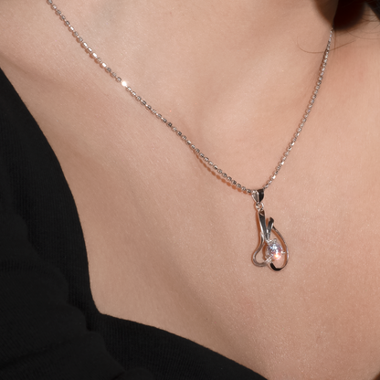 Silver Inverted Heart Pendant with Ball chain