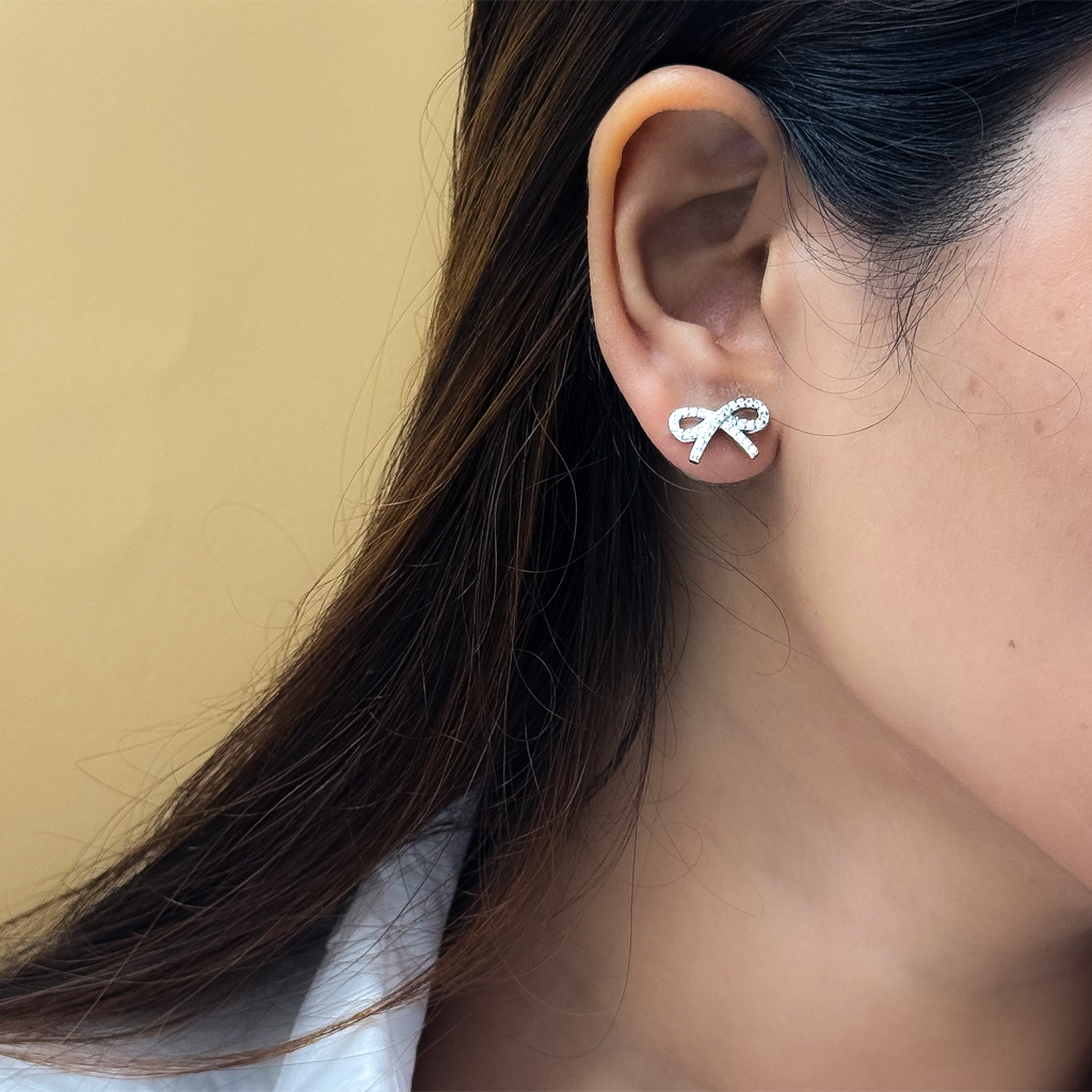Silver Sterling Bow Elegance Earring