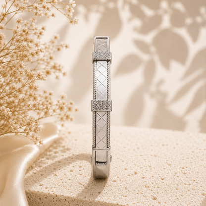 Silver Diamond Grid Kada