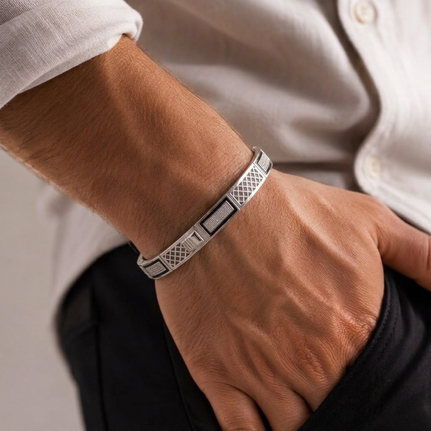 Silver Regal Mosaic Kada