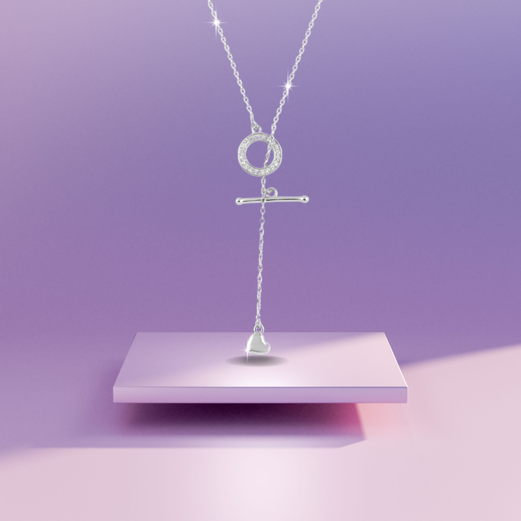 Silver Loop of Love Necklace with Link Chain