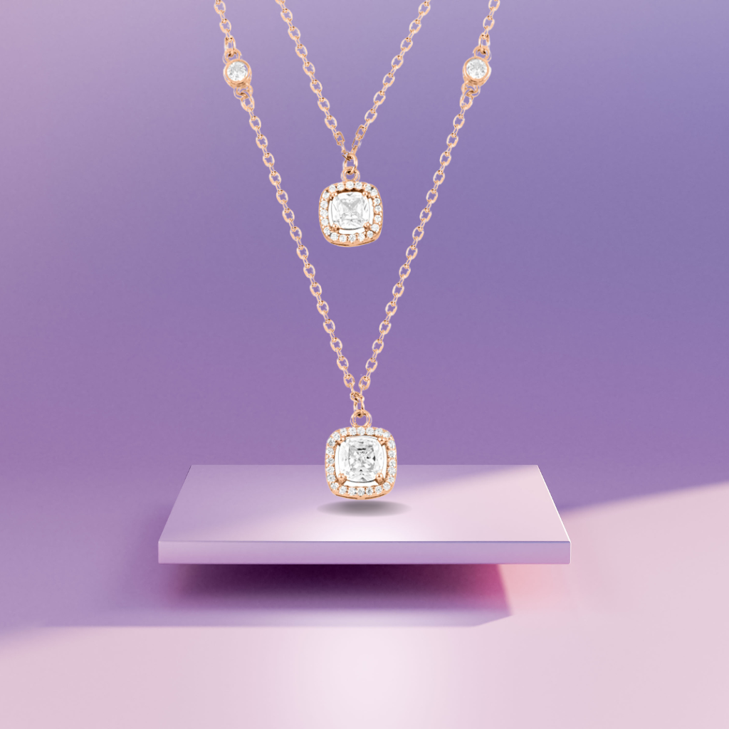 Rose Gold Trinity Glow Necklace with Link Chain