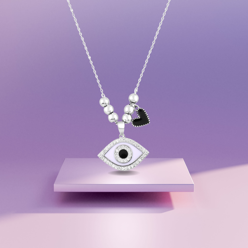 Silver Black Evil eye Necklace