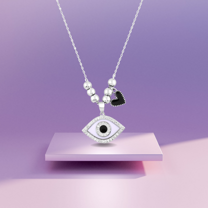 Silver Black Evil eye Necklace