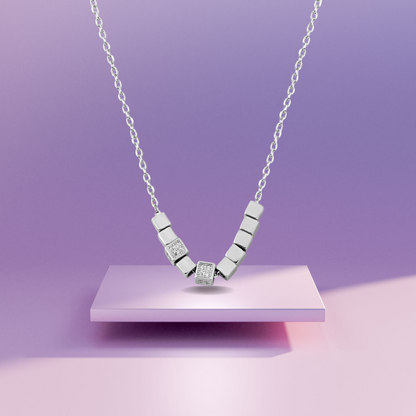 Silver Timeless Block Necklace with Link Chain