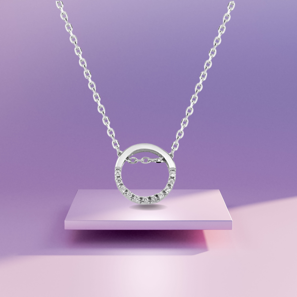 Silver Circle of Life Necklace with Link Chain
