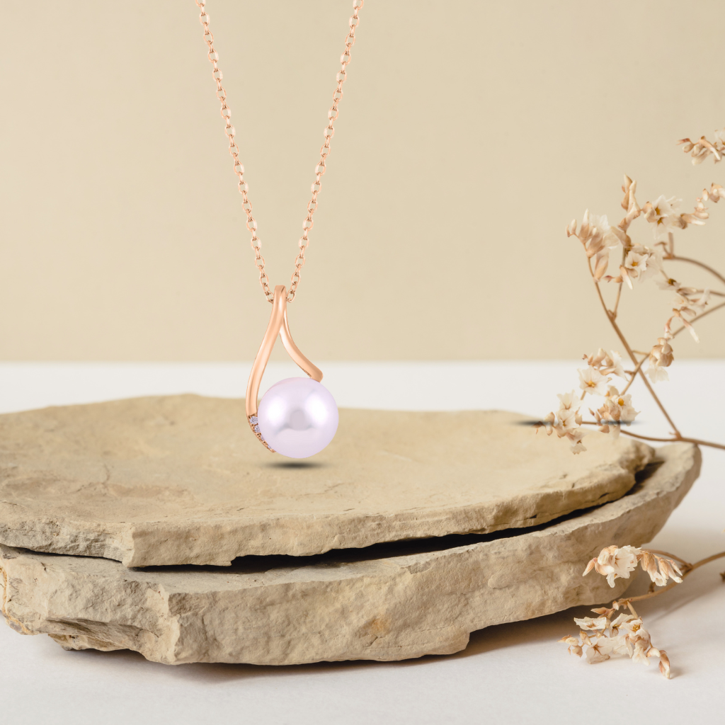 Rose Gold Pearl Bliss Necklace with Link Chain