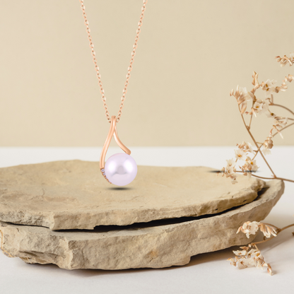Rose Gold Pearl Bliss Necklace with Link Chain