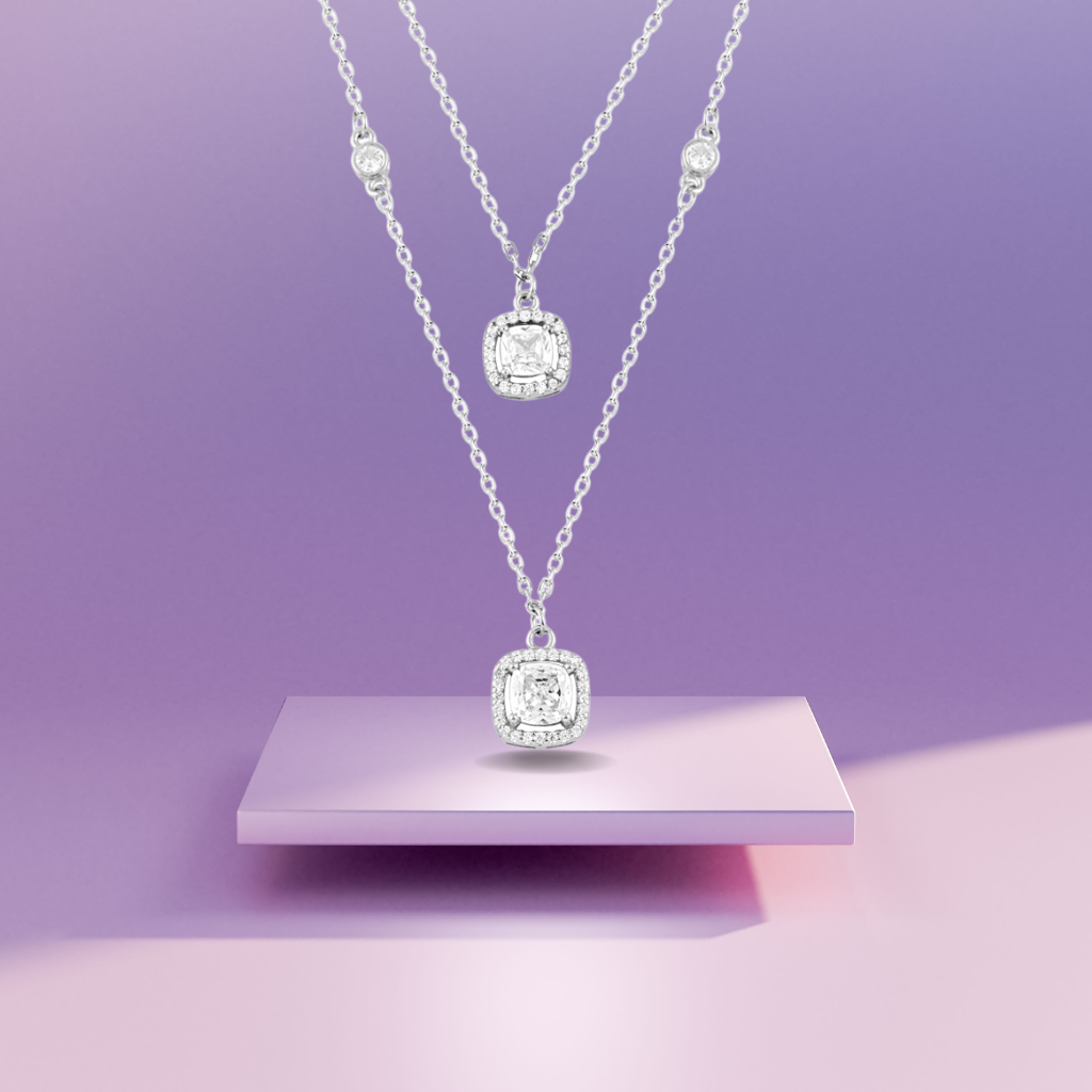 Silver Trinity Glow Necklace With Link Chain