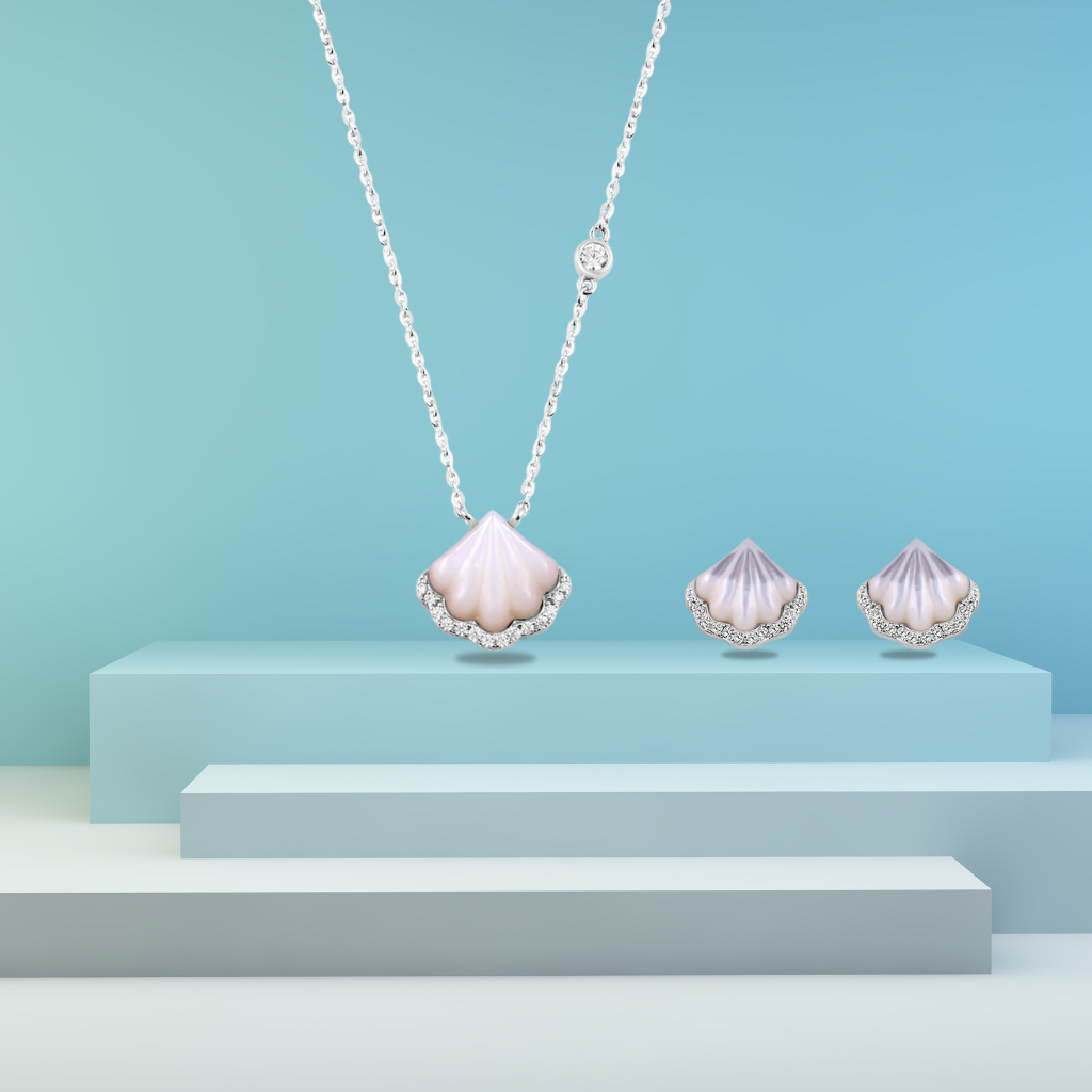 Silver Mystic Oyster Set  with Link Chain