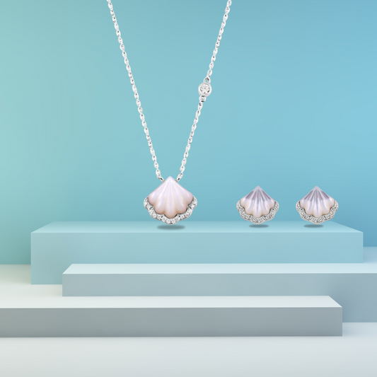 Silver Mystic Oyster Set  with Link Chain