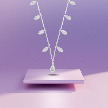 Silver Mystic Leaf Necklace with Link Chain