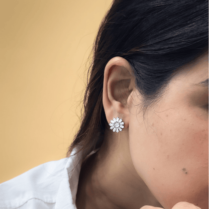 Silver Blooming Flower Earring