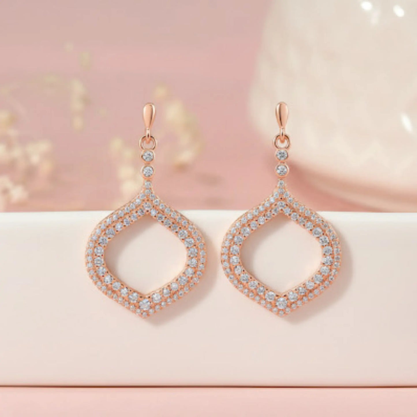 Rose Gold Twinkle Drop Earrings