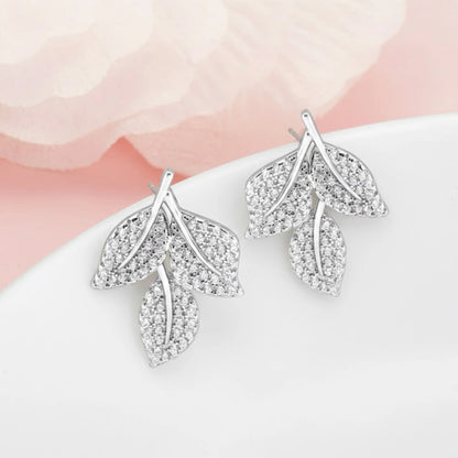 Silver Lush Leaf Earrings