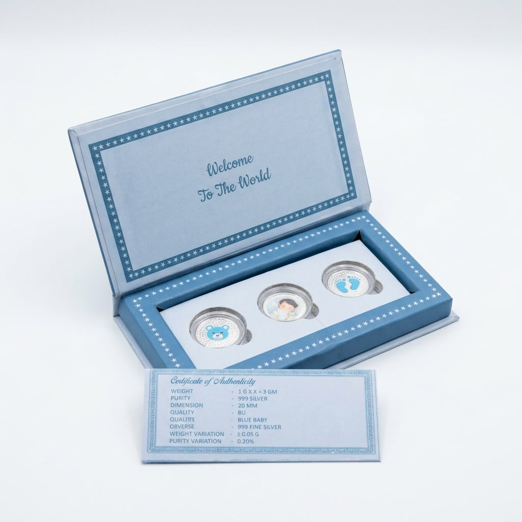 Baby Boy Silver Coin Trio Gift Kit