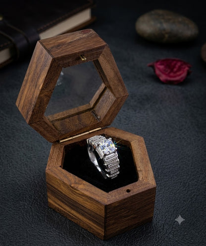 Silver Quadrant Step Ring For Him