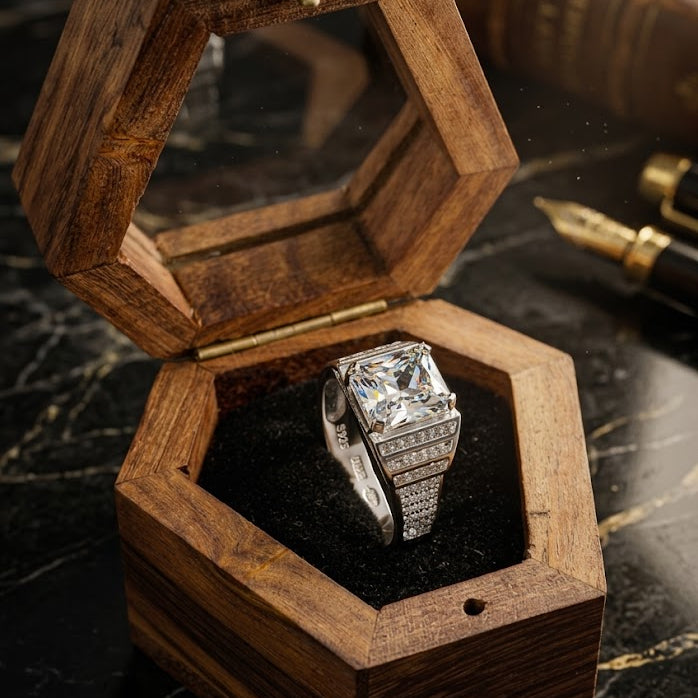 Silver Prism Cascade Ring For Him