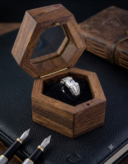 Silver Solitaire Channel Step Ring For Him