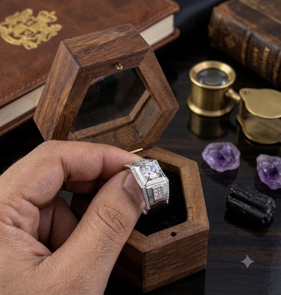 Silver Raised Panel Ring For Him