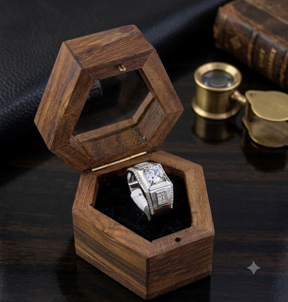 Silver Raised Panel Ring For Him