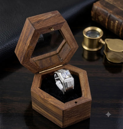 Silver Raised Panel Ring For Him